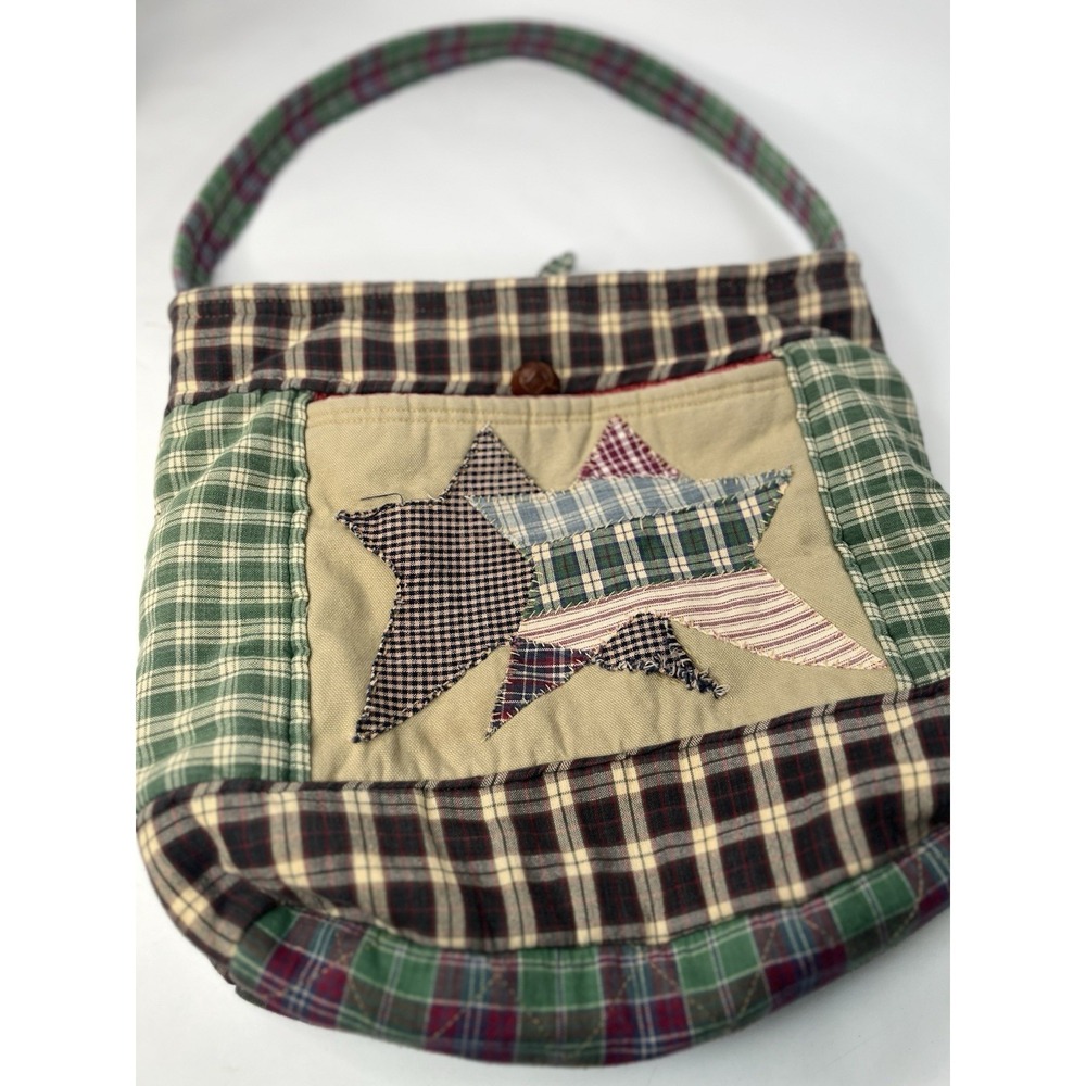 Vintage Handmade Quilt Star Patchwork Tote Bag Purse Quilted-Stars Cottagecore